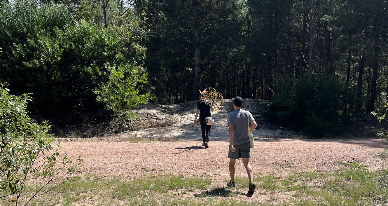 Moving baskets from hole to hole in Parque Roosevelt